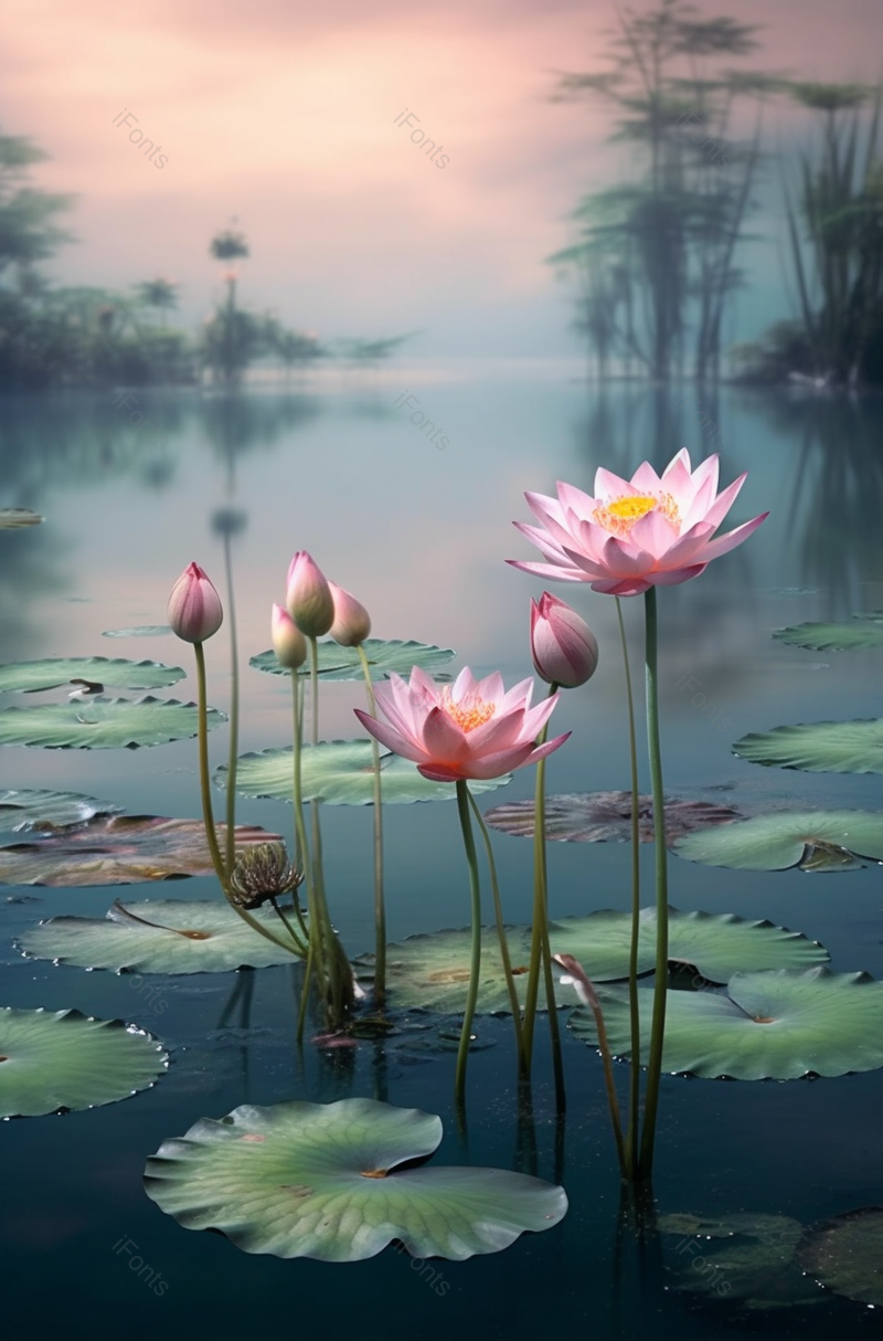 实拍夕阳下荷叶荷花绽放摄影图背景,高清,摄影图,摄影图片,图片大全,摄影图免费下载